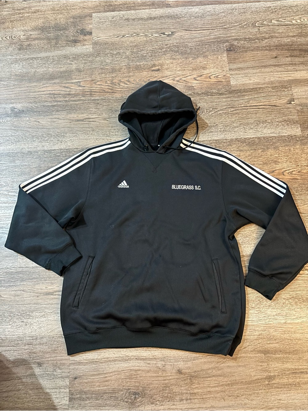 Adidas Black Hooded Pullover Sweatshirt - Bluegrass S.C. Size XL